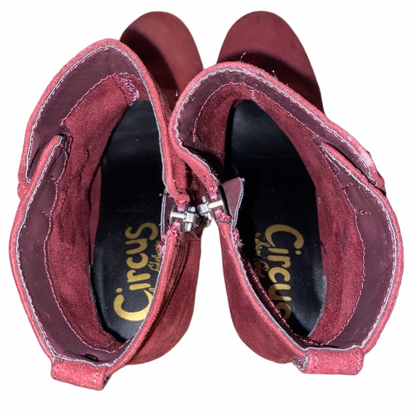 SAM EDELEMAN Vinnie Maroon Red Suede Ankle Booties Size 6.5 - Picture 4 of 9
